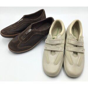 2 Pair Grasshoppers Shoes Womens 7 Brown Tan Easy On Casual Comfort Walking